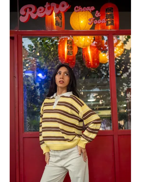 SWEATER VINTAGE AMARILLO/CAFÉ