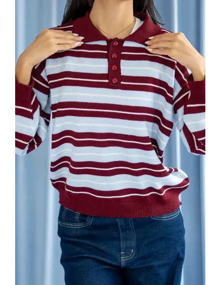 SWEATER VINTAGE VINO/CELESTE