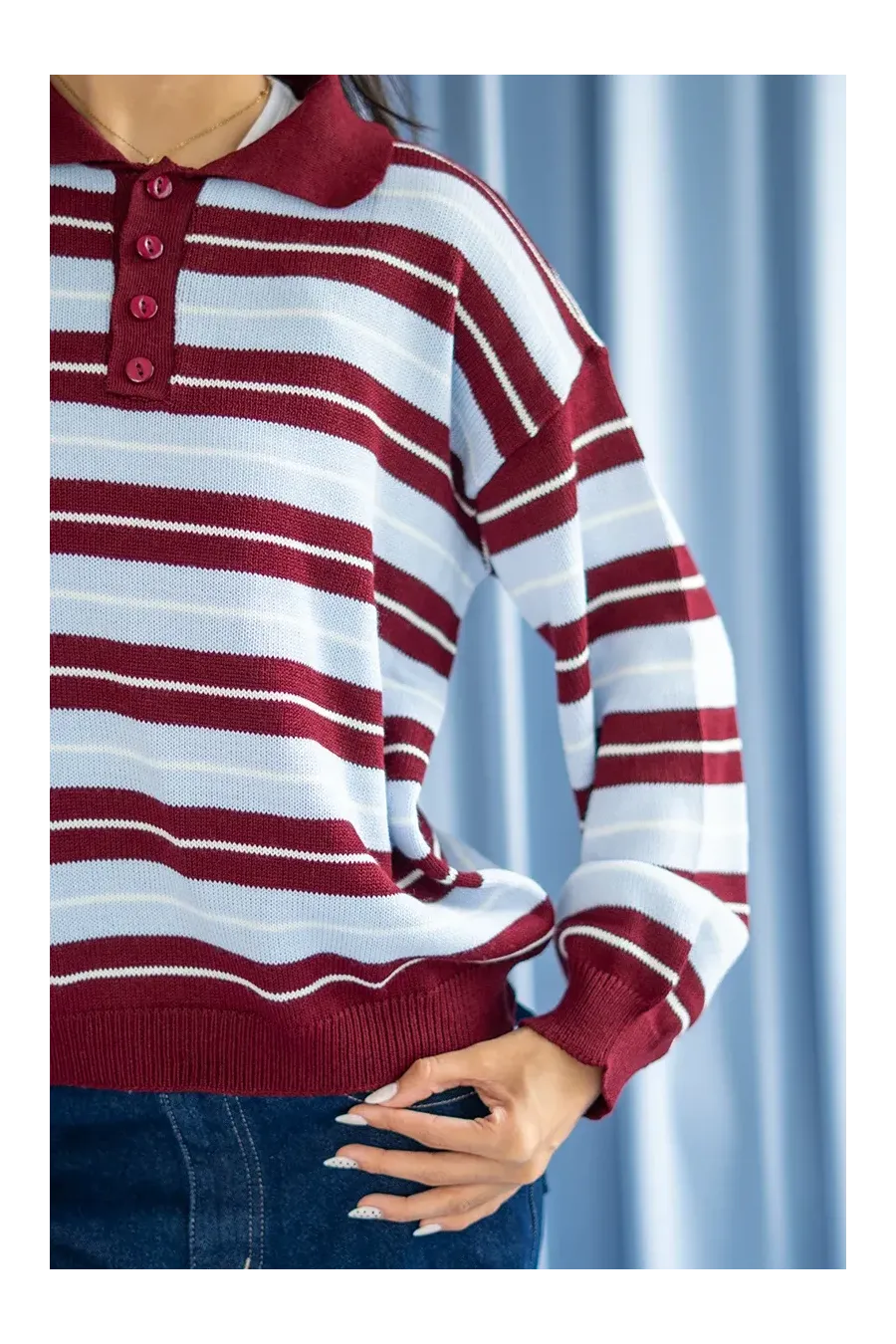 SWEATER VINTAGE VINO/CELESTE