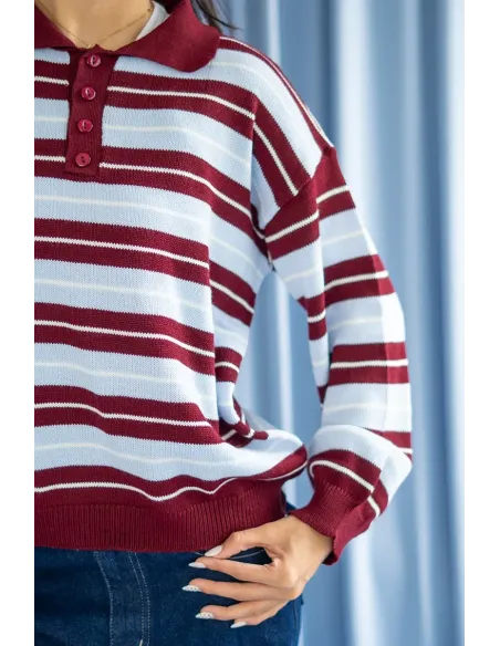 SWEATER VINTAGE VINO/CELESTE