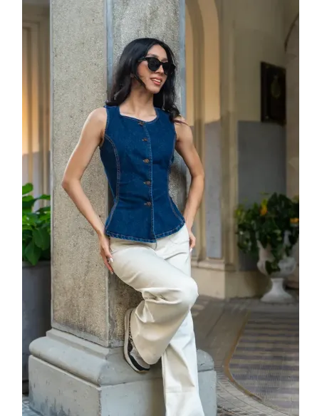 CINCH BACK DENIM JEAN OSCURA