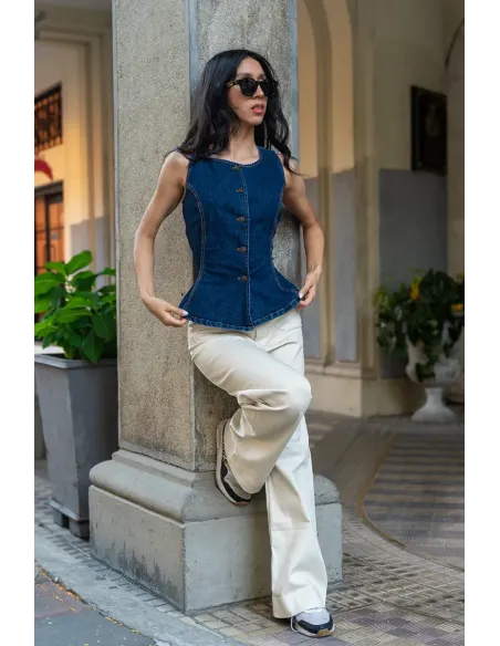 CINCH BACK DENIM JEAN OSCURA